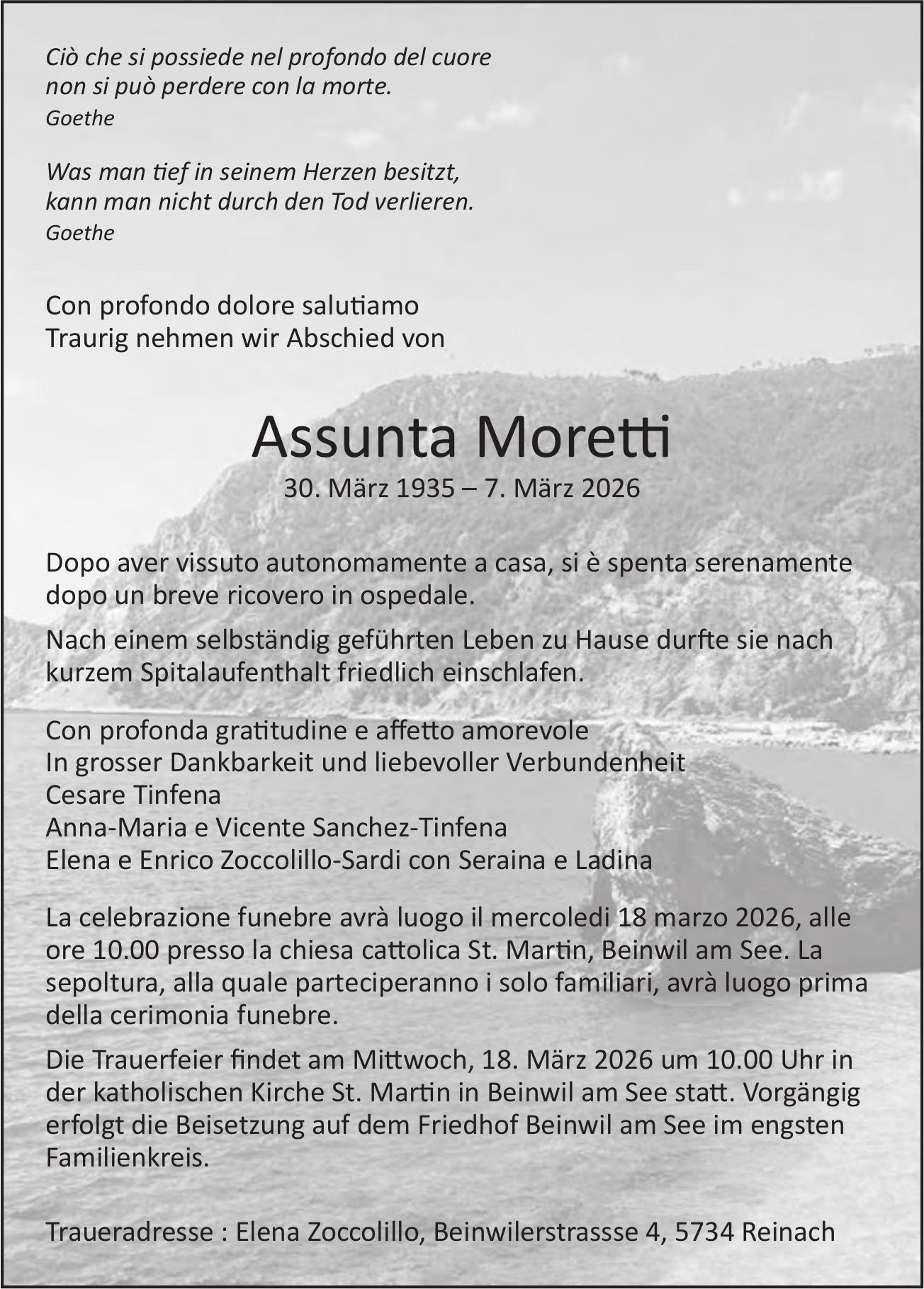 Moretti Assunta, März 2026 / TA
