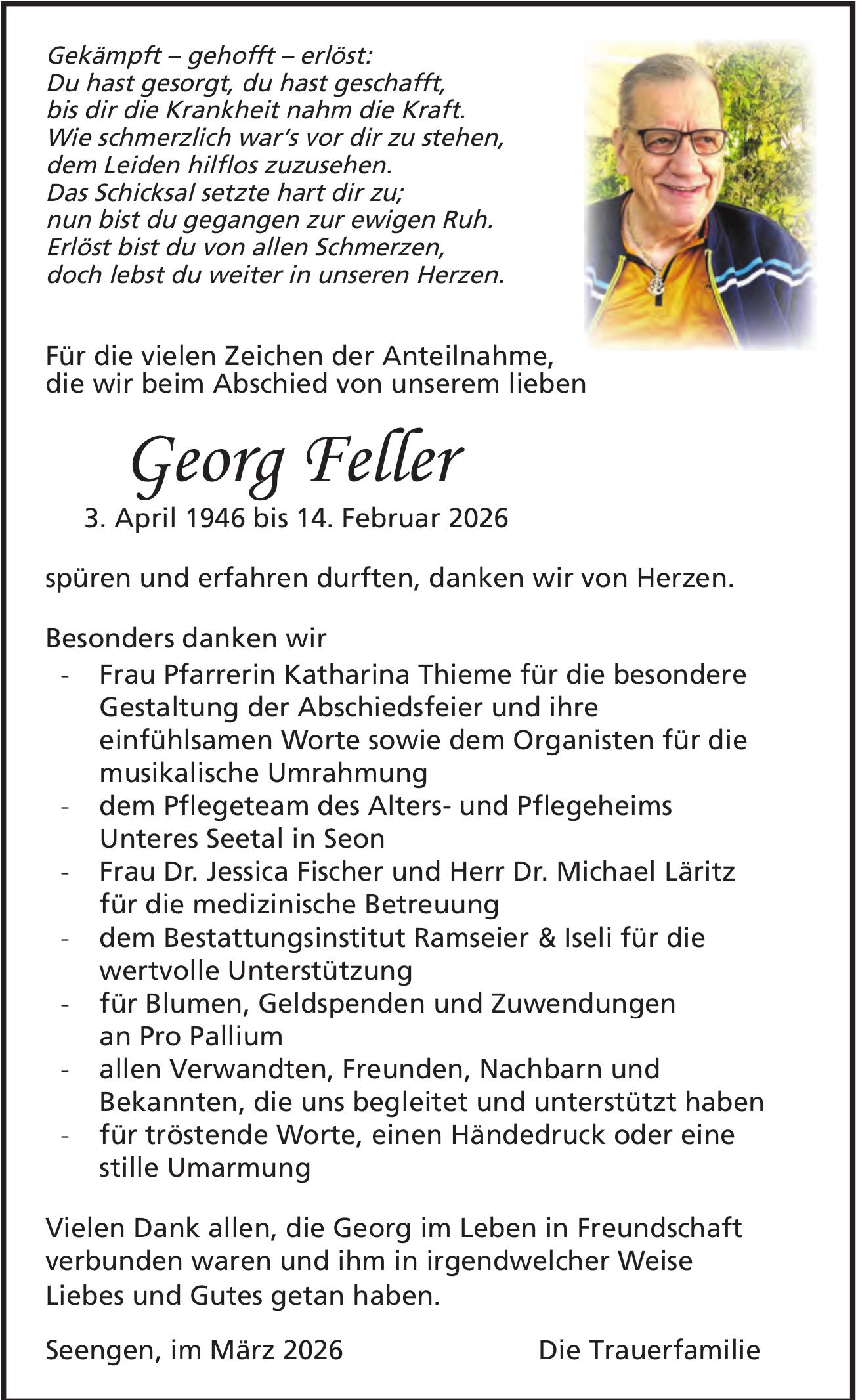 Feller Georg, im März 2026 / DS