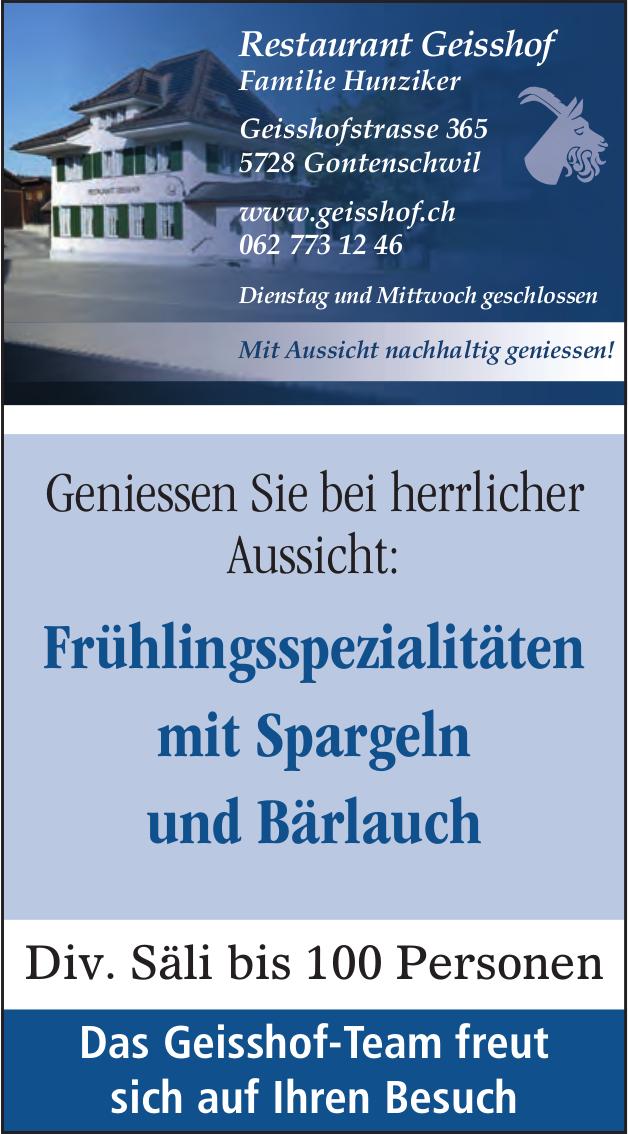 Restaurant Geisshof, Gontenschwil - Frühlingsspezialitäten mit Spargeln und Bärlauch