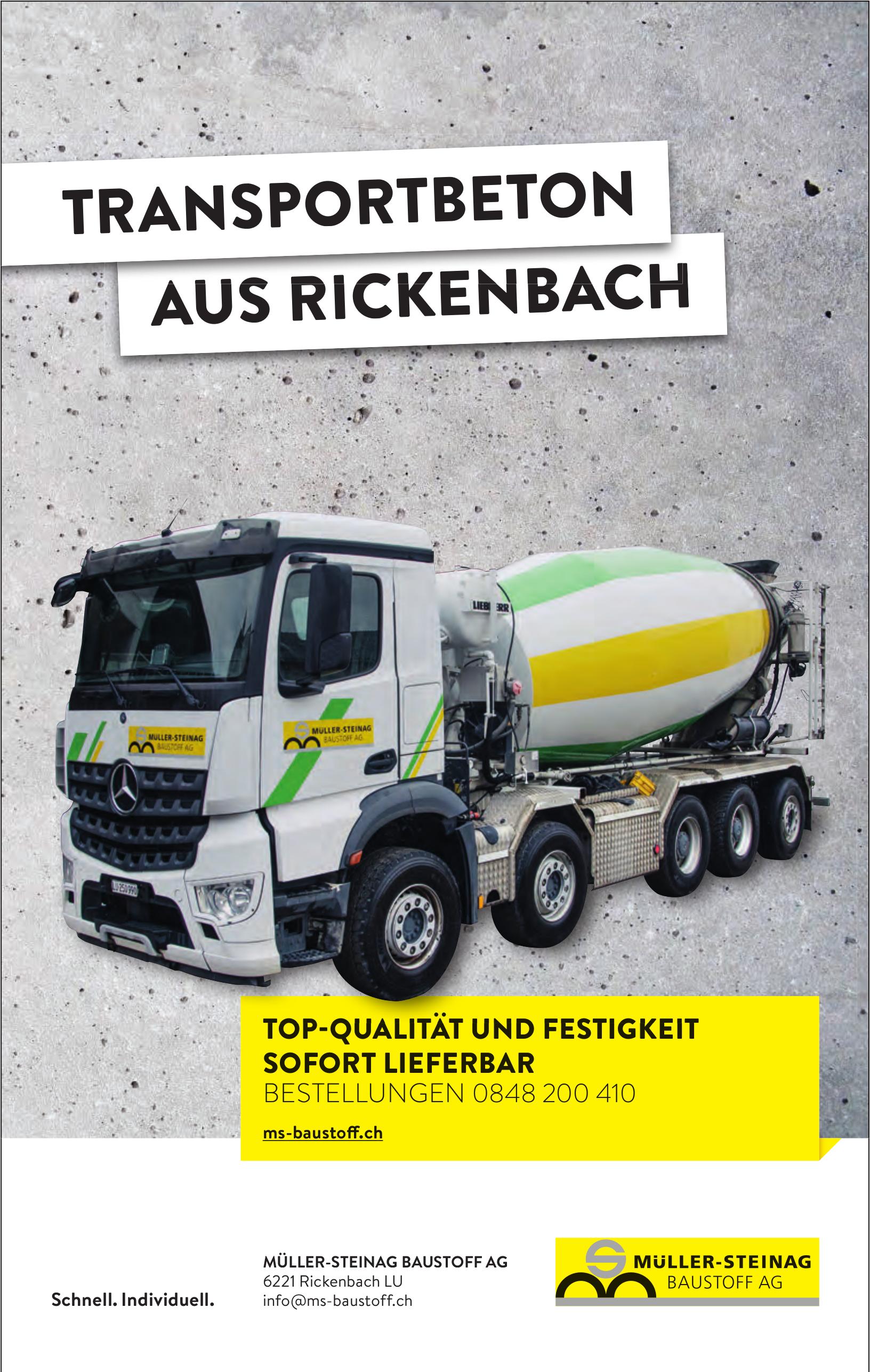 MÜLLER-STEINAG BAUSTOFF AG, Rickenbach - TRANSPORTBETON AUS RICKENBACH
