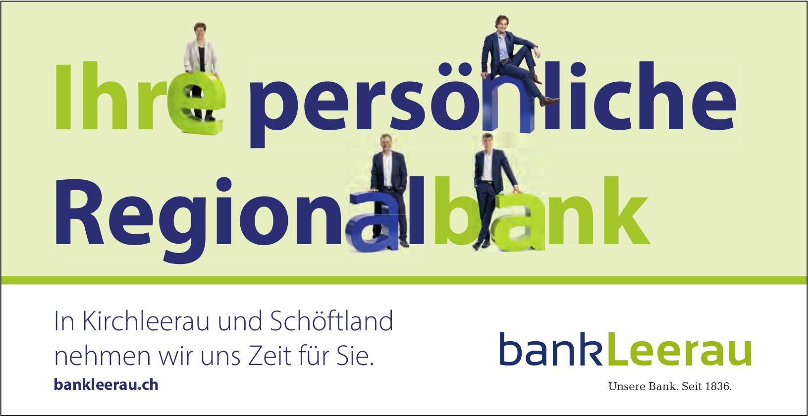 bankLeerau, Ihre persönliche Regionalbank