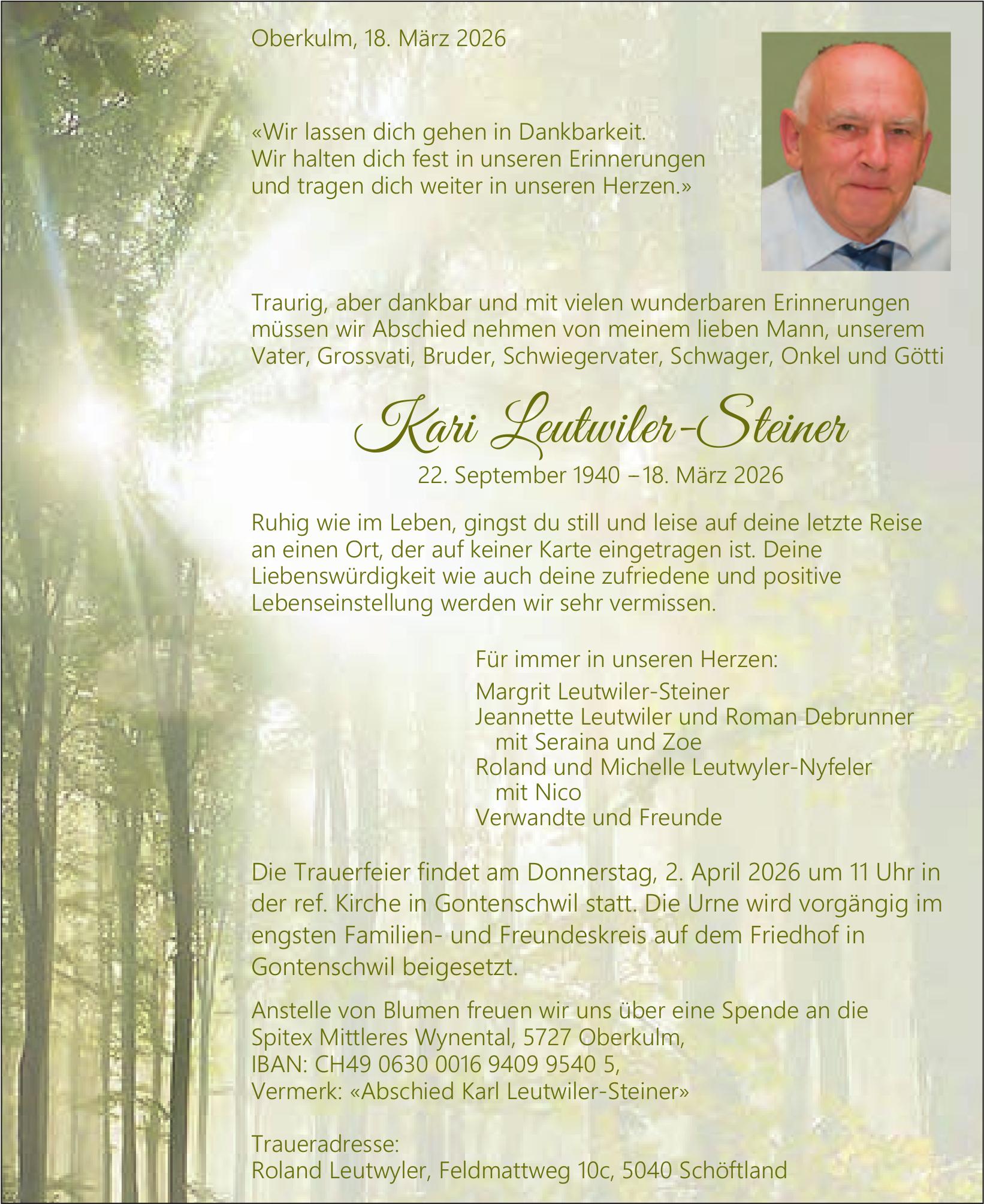 Leutwiler-Steiner Kari, März 2026 / TA