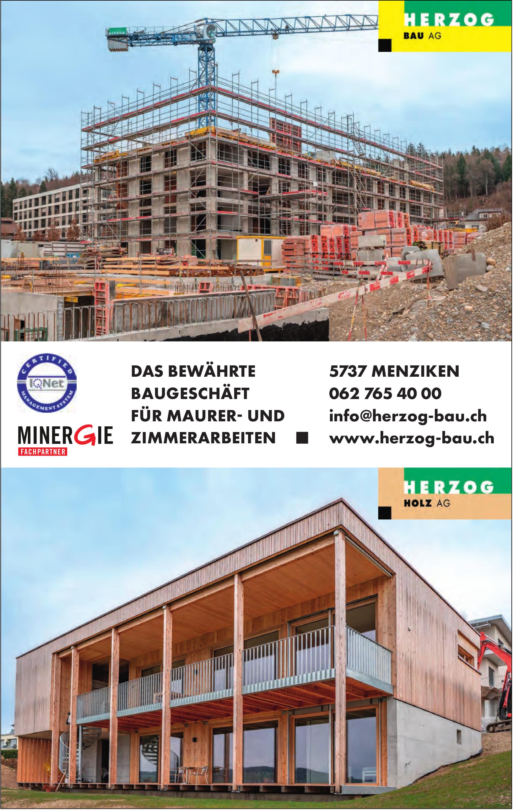 HERZOG BAU AG, MENZIKEN - DAS BEWÄHRTE BAUGESCHÄFT FÜR MAURER- UND ZIMMERARBEITEN