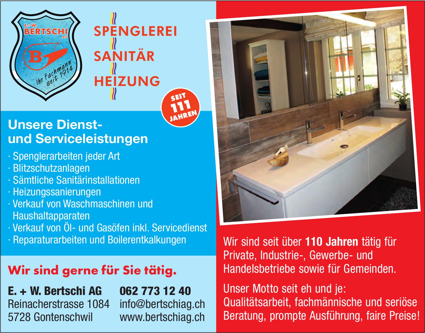 E. + W. Bertschi AG, Gontenschwil - SPENGLEREI SANITÄR HEIZUNG