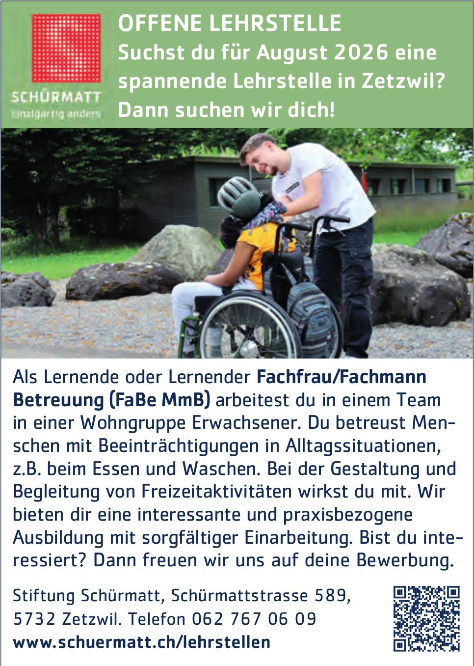 Fachfrau/Fachmann Betreuung (FaBe MmB), Schürmatt, Zetzwil, Gesucht