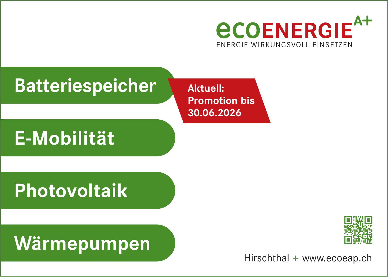 ecoEnergie, Hirschthal - ENERGIE WIRKUNGSVOLL EINSETZEN