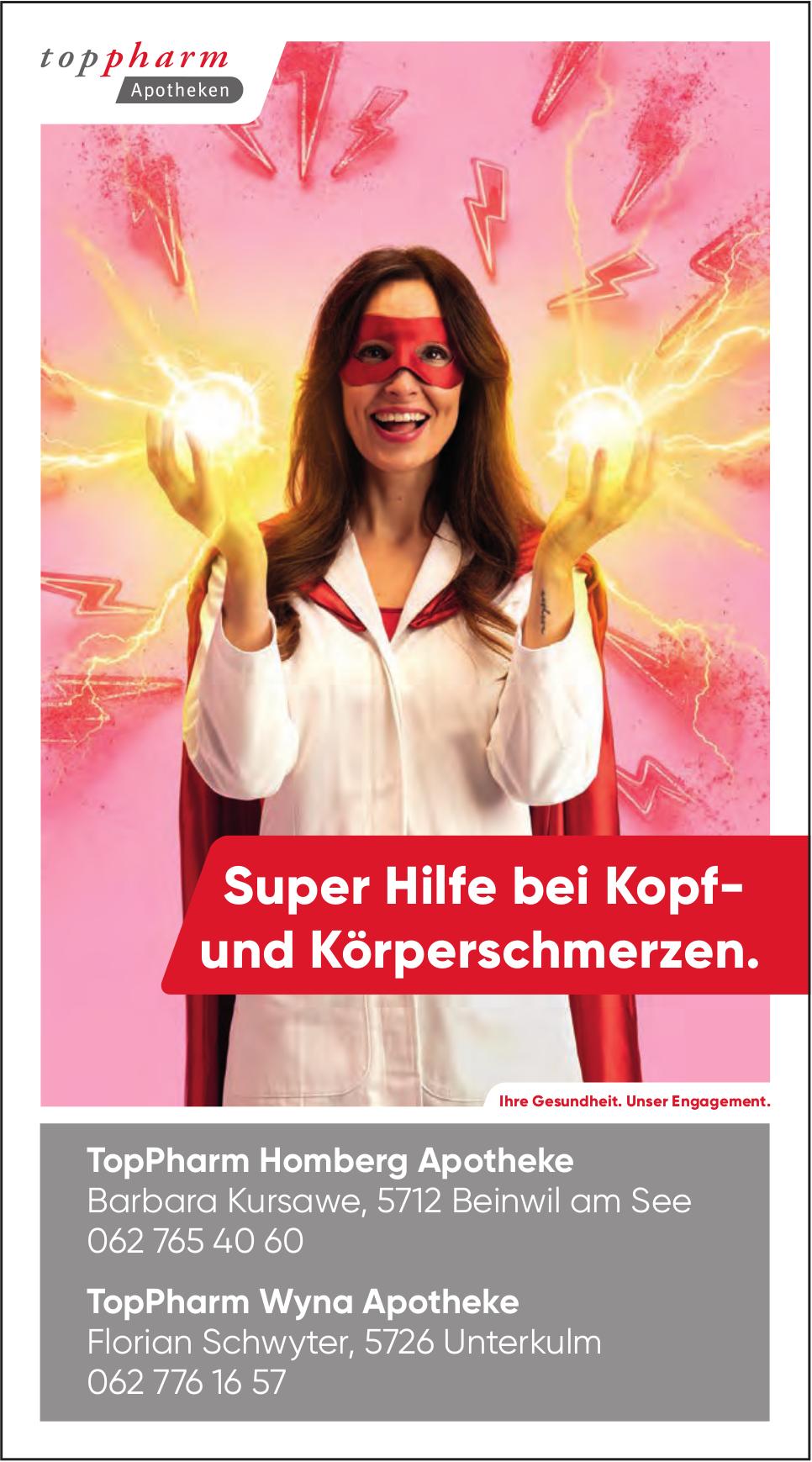 TopPharm Apotheken, Super Hilfe bei Kopf- und Körperschmerzen.