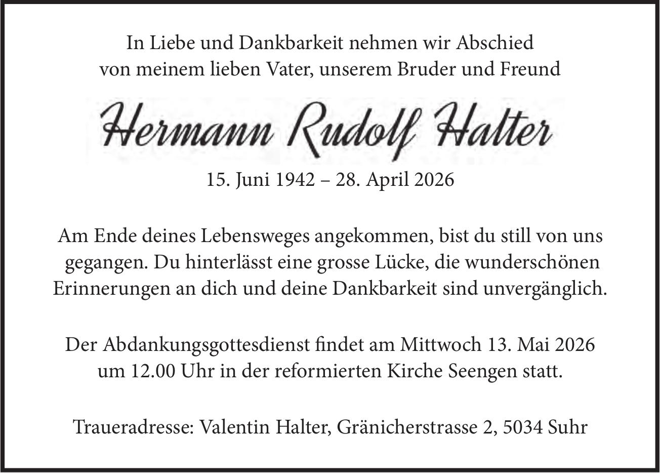 Halter Hermann Rudolf, April 2026 / TA
