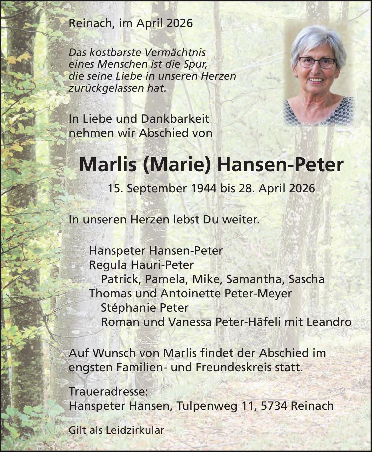 Hansen-Peter Marlis (Marie), April 2026 / TA