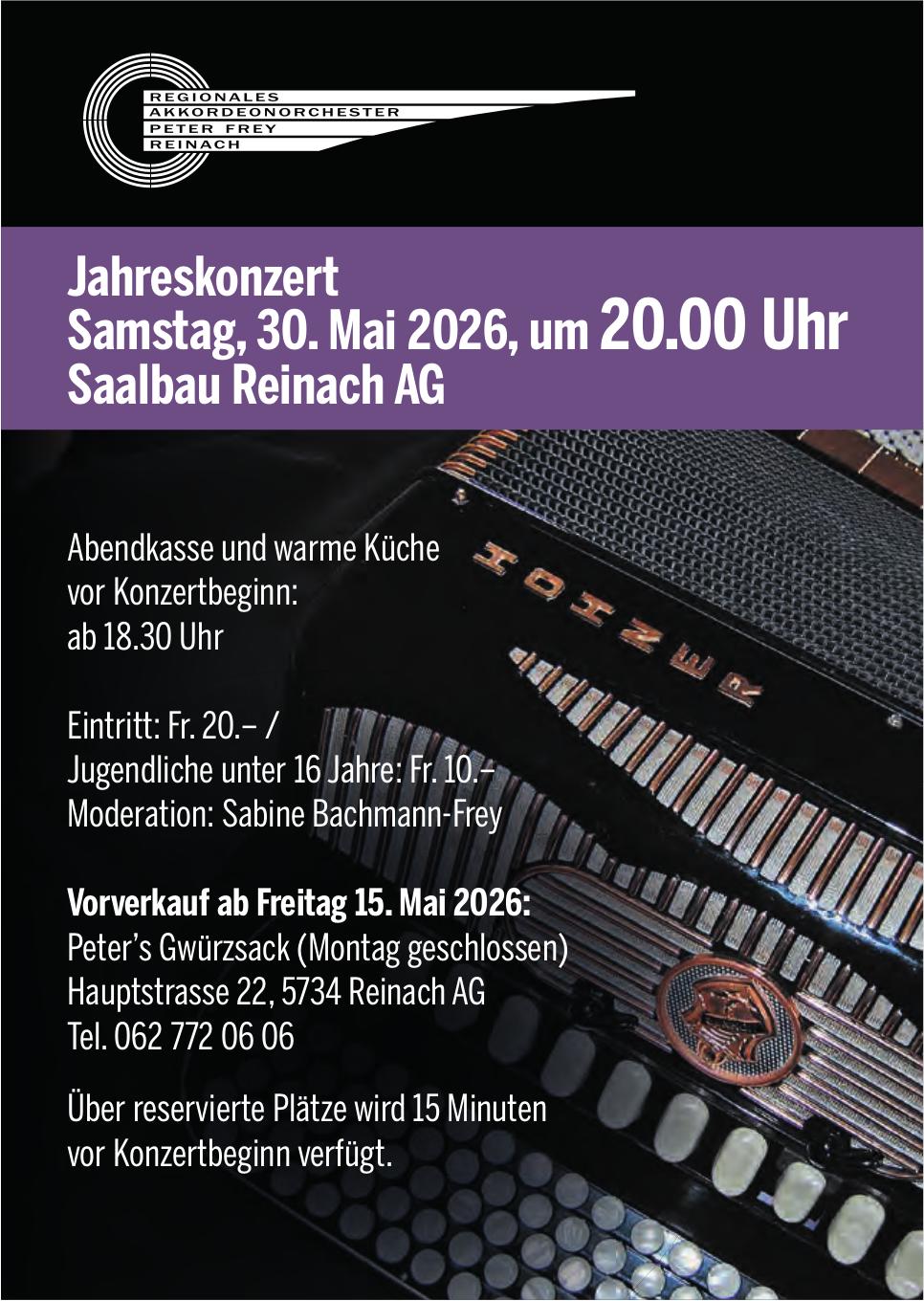 Jahreskonzert, 30. Mai, Saalbau Reinach AG