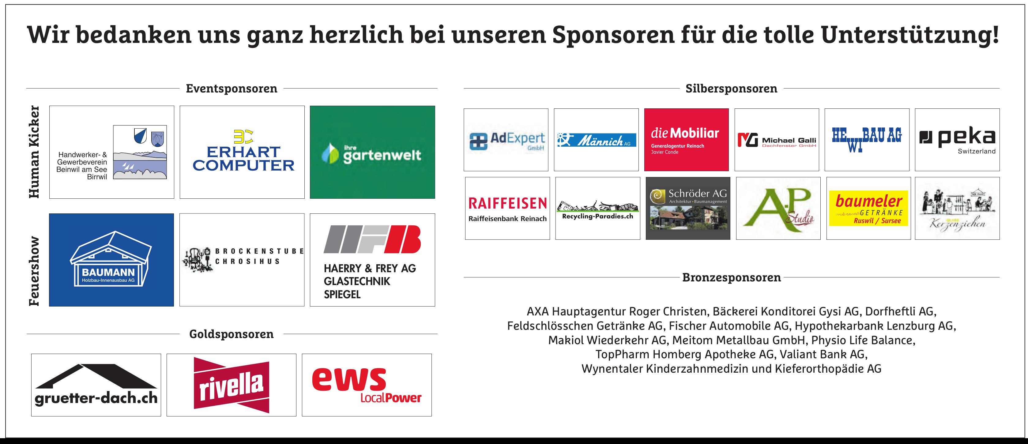 Wir bedanken uns ganz herzlich bei unseren Sponsoren für die tolle Unterstützung!