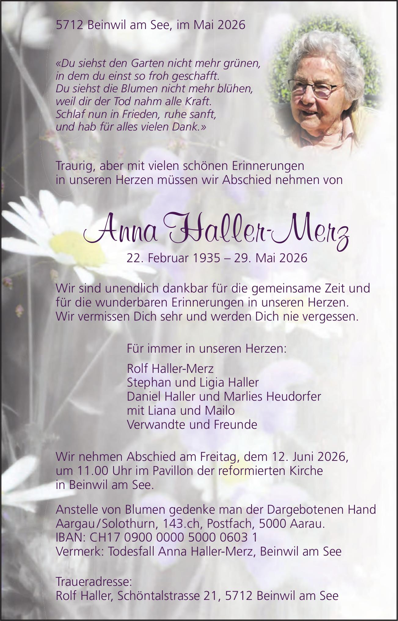 Haller-Merz Anna, Mai 2026 / TA