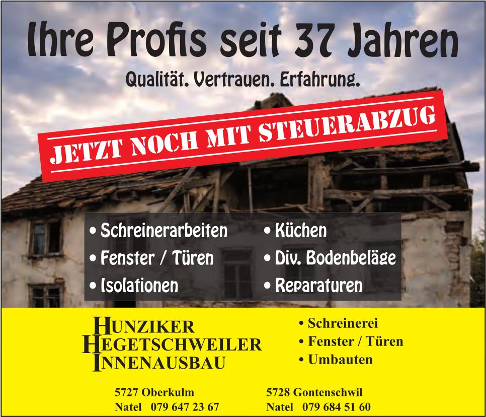 Hunziker Hegetschweiler Innenausbau, Oberkulm - Jetzt noch mit Steuerabzug