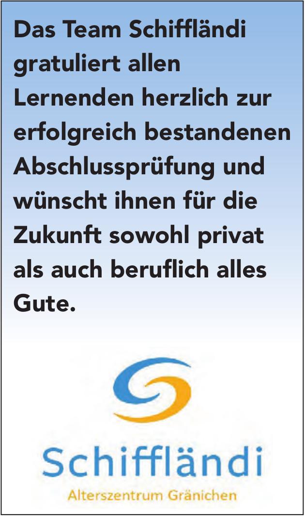Das Team Schiffsländi gratuliert allen Lernenden herzlich zur erfolgreich bestandenen Abschlussprüfung und wünscht ihnen für die Zukunft sowohl privat als auch beruflich alles Gute.