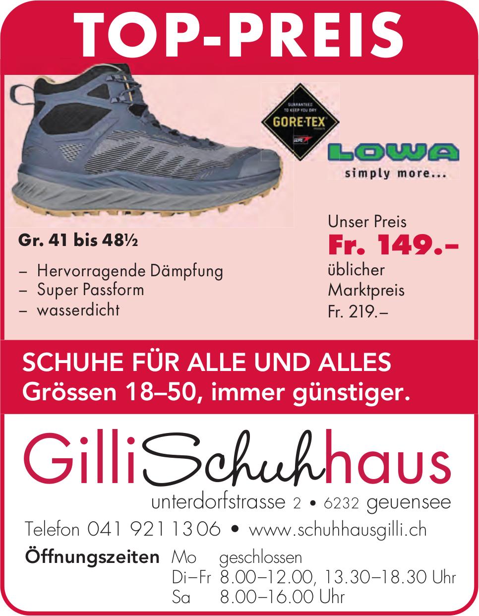 Gilli Schuhhaus, Geuensee - SCHUHE FÜR ALLE UND ALLES