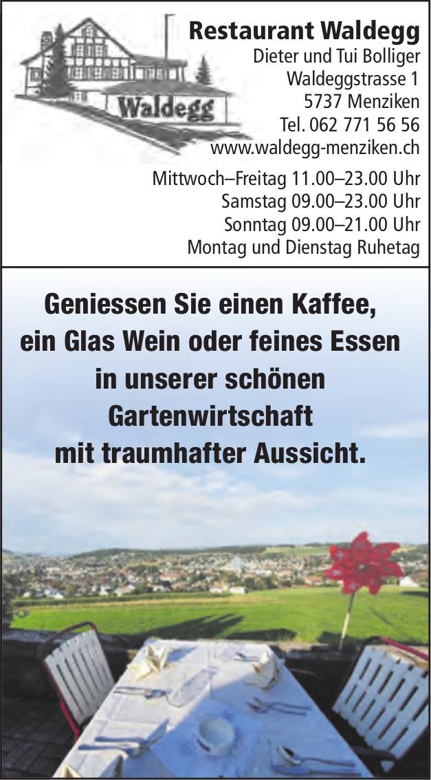 Restaurant Waldegg, Menziken - Genießen Sie einen Kaffee, ein Glas Wein oder feines Essen in unserer schönen Gartenwirtschaft mit traumhafter Aussicht.