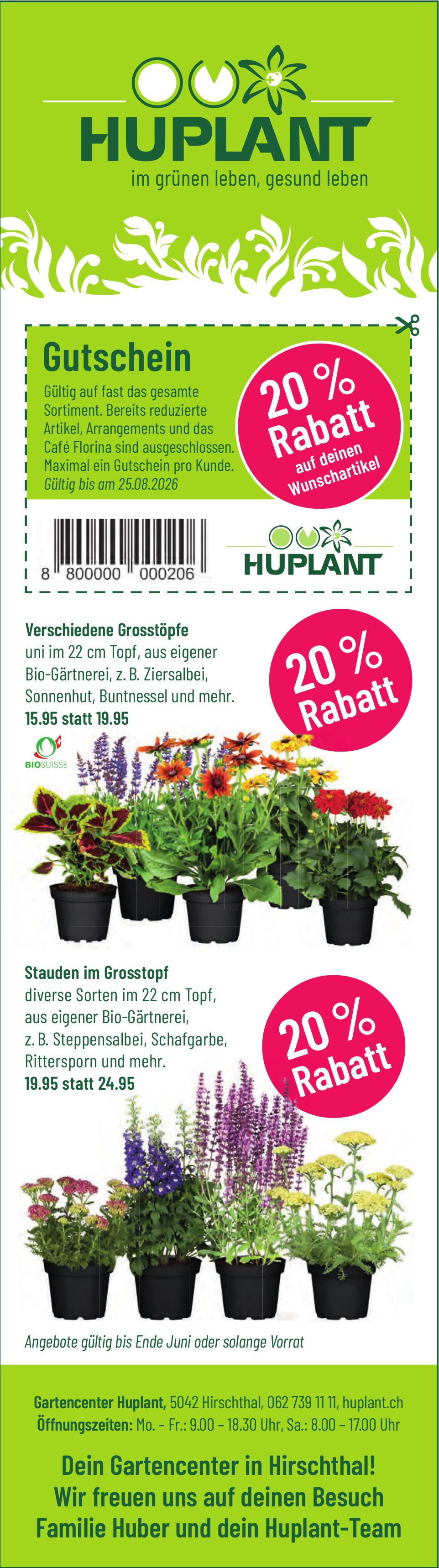 Huplant, Hirschthal - Dein Gartencenter in Hirschthal!