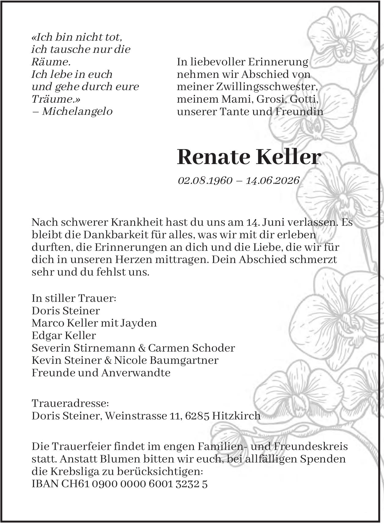 Keller Renate, Juni 2026 / TA