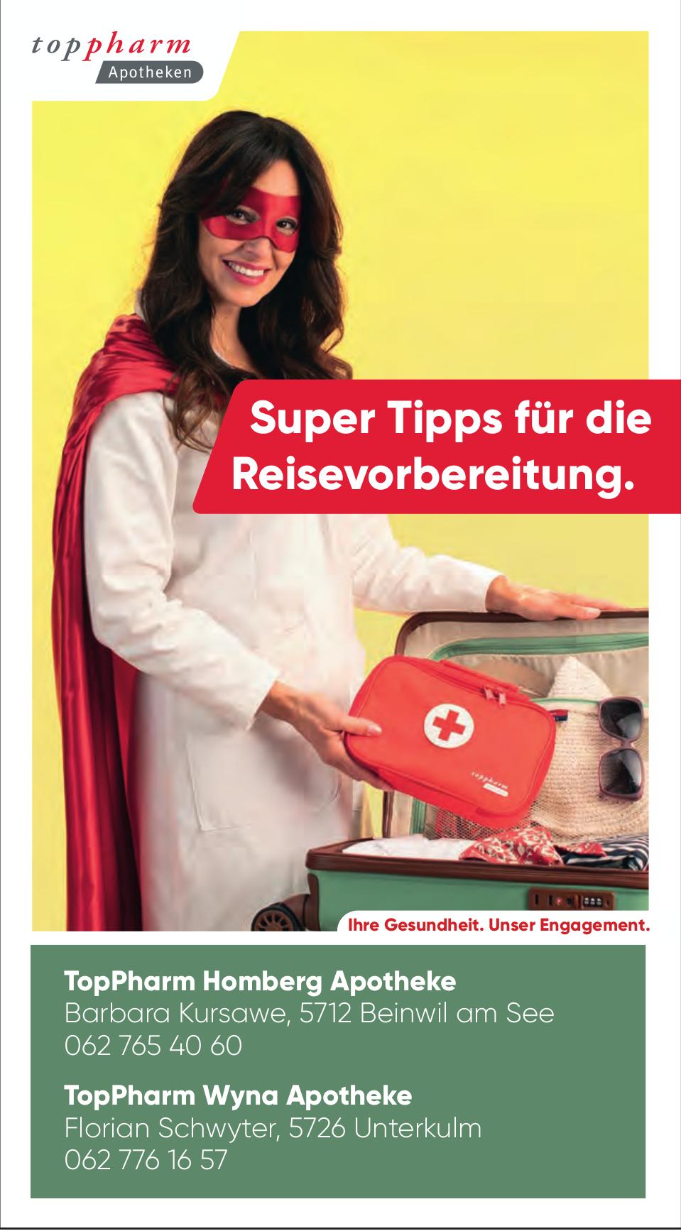 TopPharm Homberg Apotheke, Beinwil Am See - Super Tipps für die Reisevorbereitung.