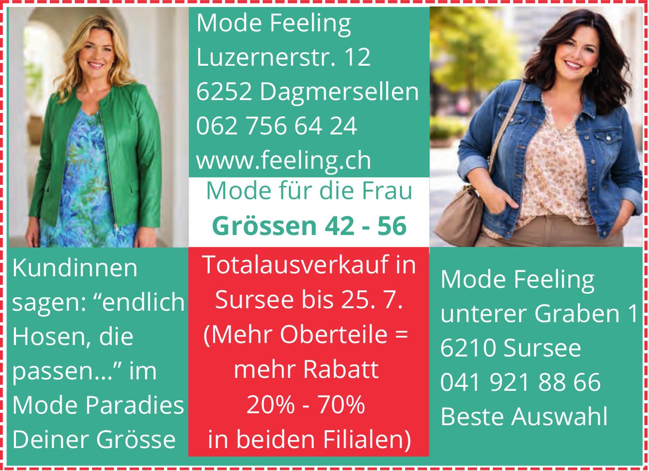 Mode Feeling, Dagmersellen - Totalausverkauf in Sursee bis 25. 7.