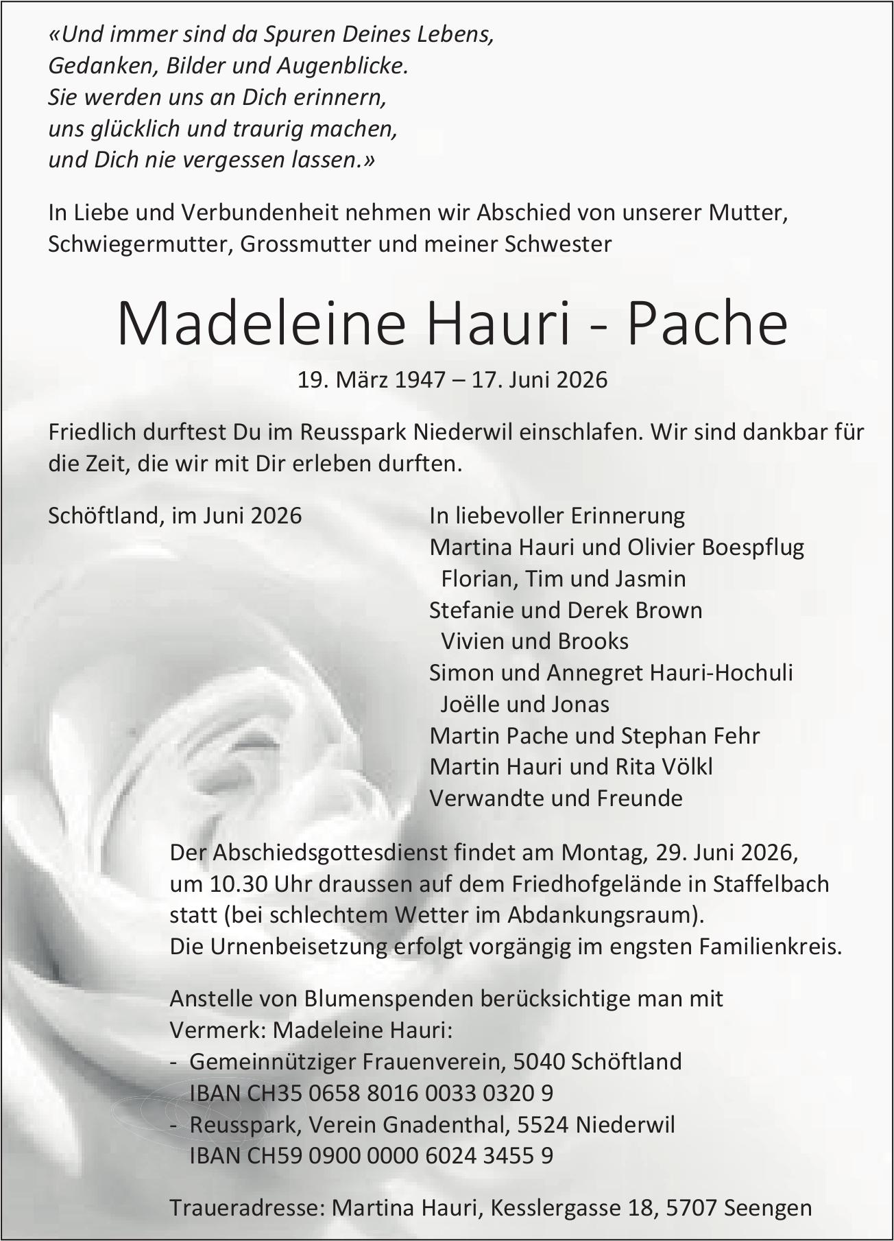 Hauri - Pache Madeleine, Juni 2026 / TA