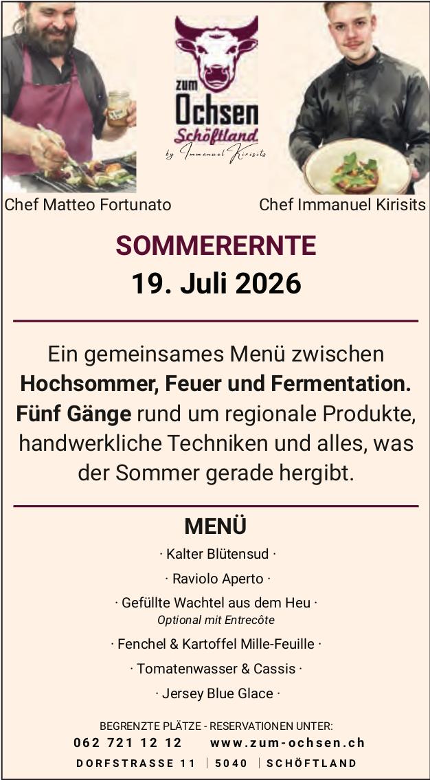 SOMMERERNTE, 19. Juli, zum Ochsen Schöftland