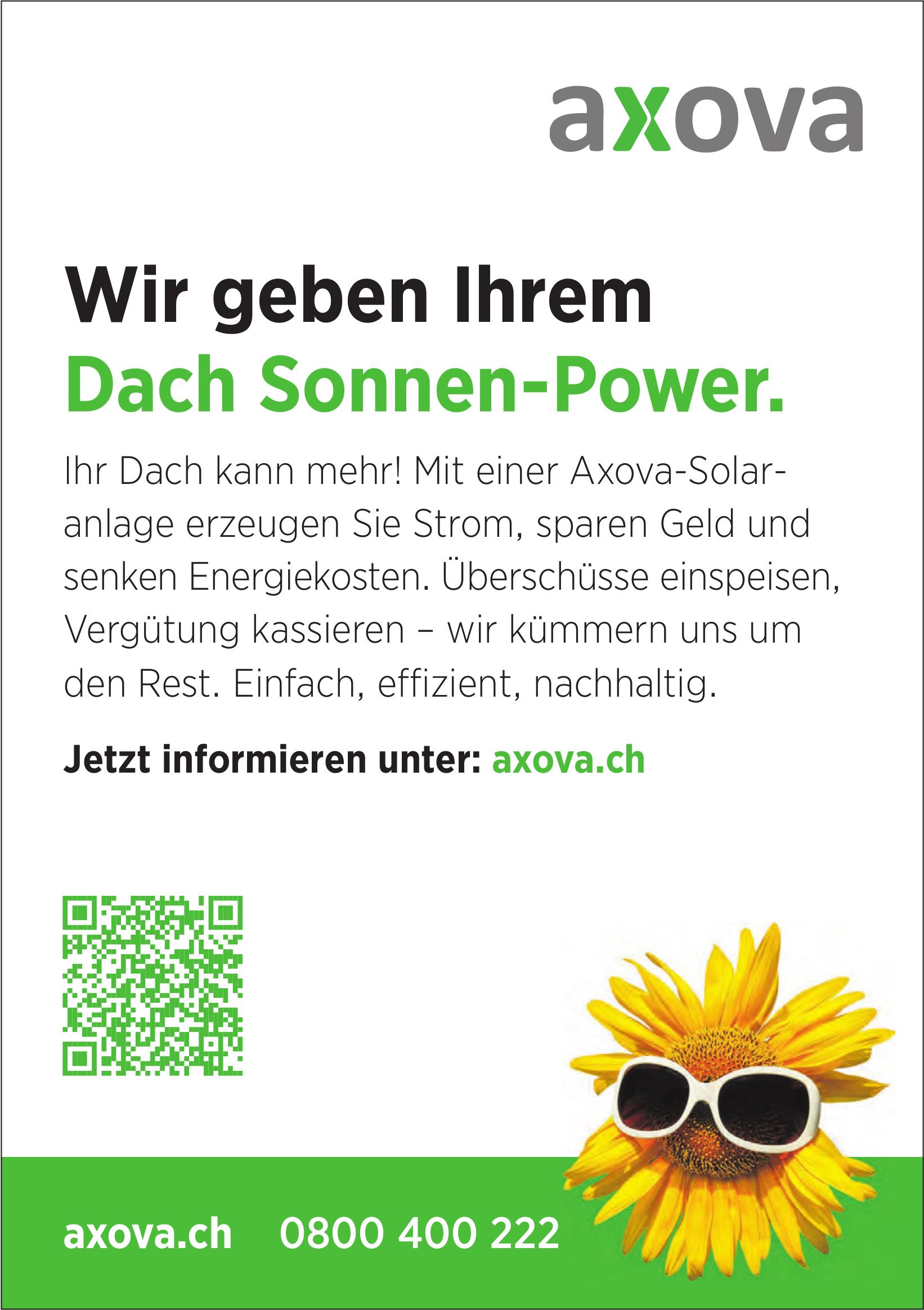 axova, Wir geben Ihrem Dach Sonnen-Power.