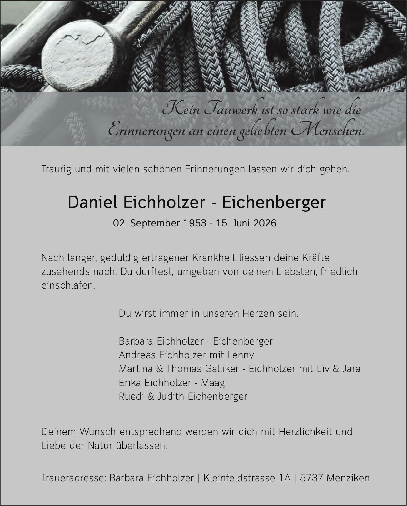 Eichholzer Eichenberger Daniel, Juni 2026 / TA