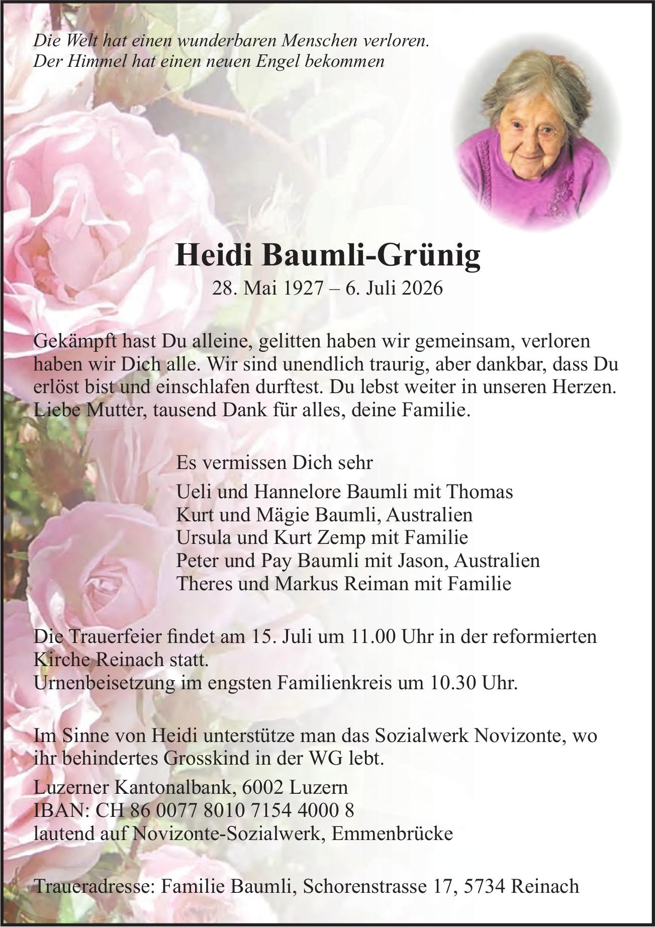 Baumli-Grünig Heidi, Juli 2026 / TA