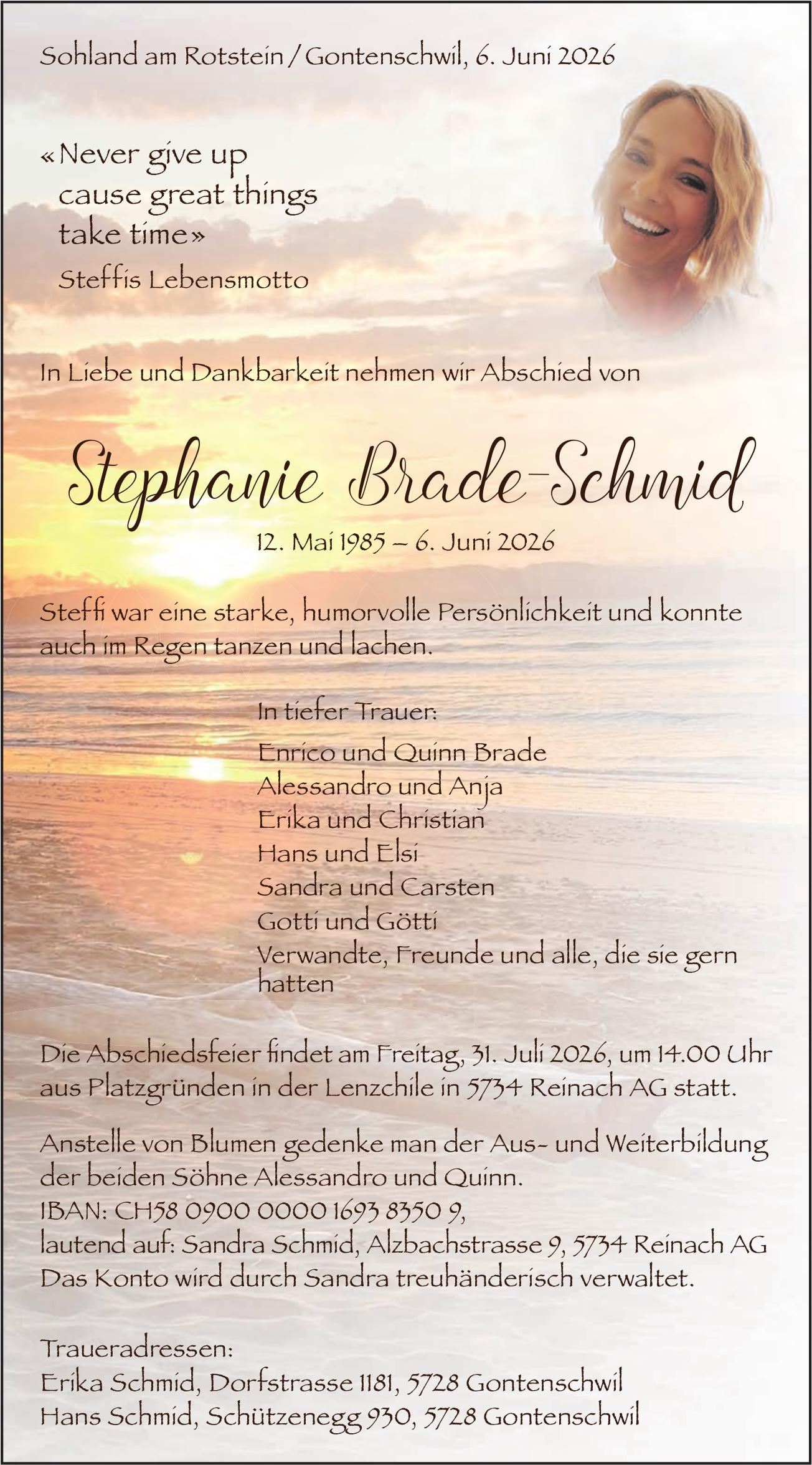 Brade-Schmid Stephanie, Juni 2026 / TA
