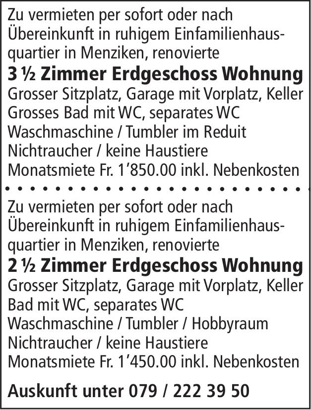3 ½ Zimmer Erdgeschoss Wohnung, Menziken, zu vermieten