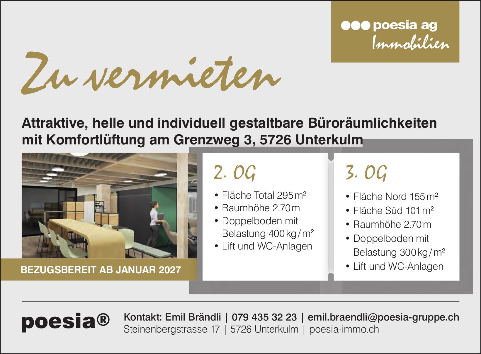 Büroräumlichkeiten mit Komfortlüftung, Unterkulm, zu vermieten