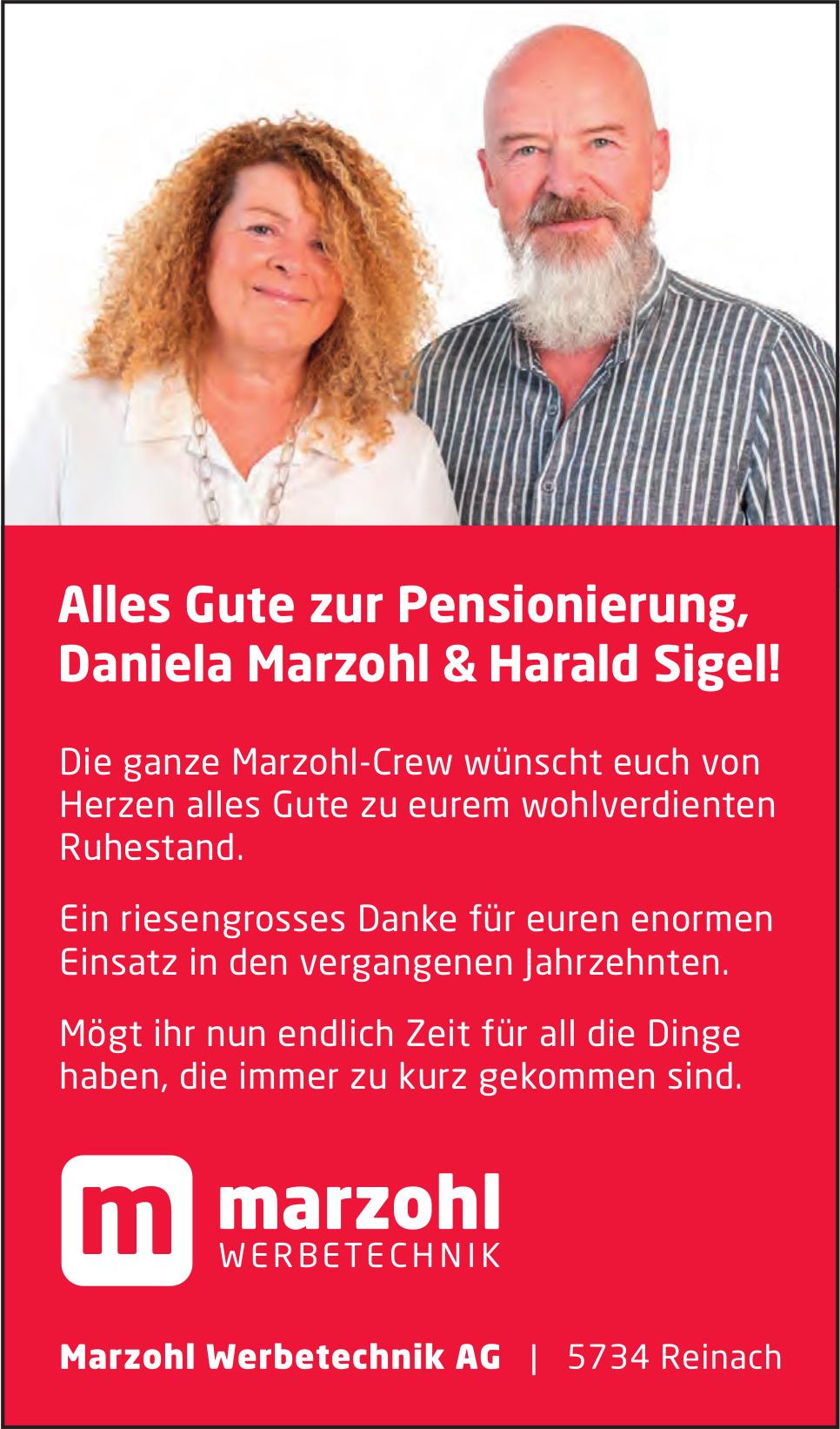 Marzohl Werbetechnik AG, Reinach - Alles Gute zur Pensionierung, Daniela Marzohl & Harald Sigel!