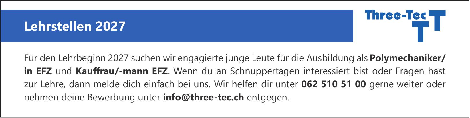 Polymechaniker/ in EFZ, Three-Tec, gesucht