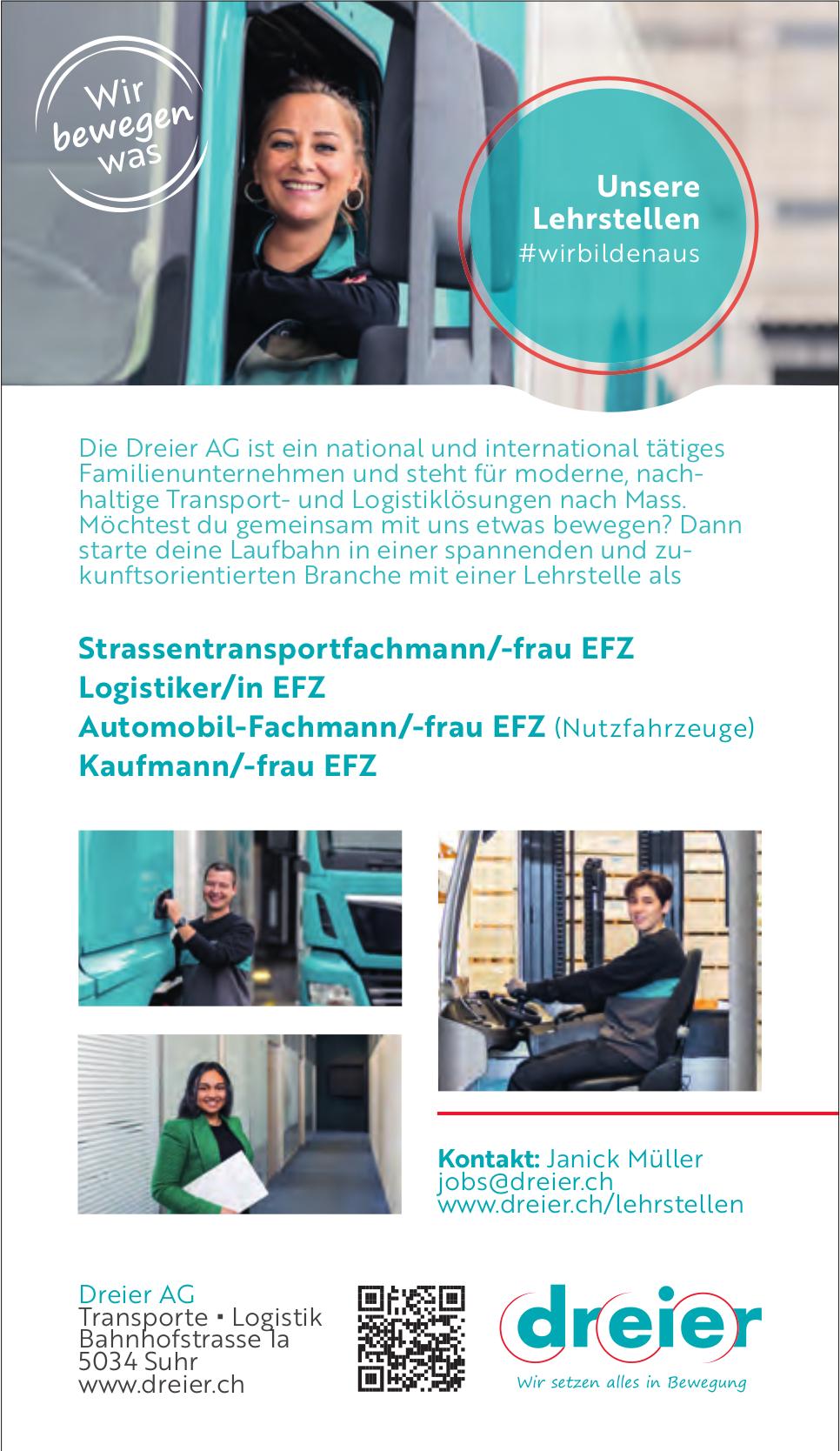 Strassentransportfachmann/-frau EFZ, Dreier AG, Suhr, Gesucht