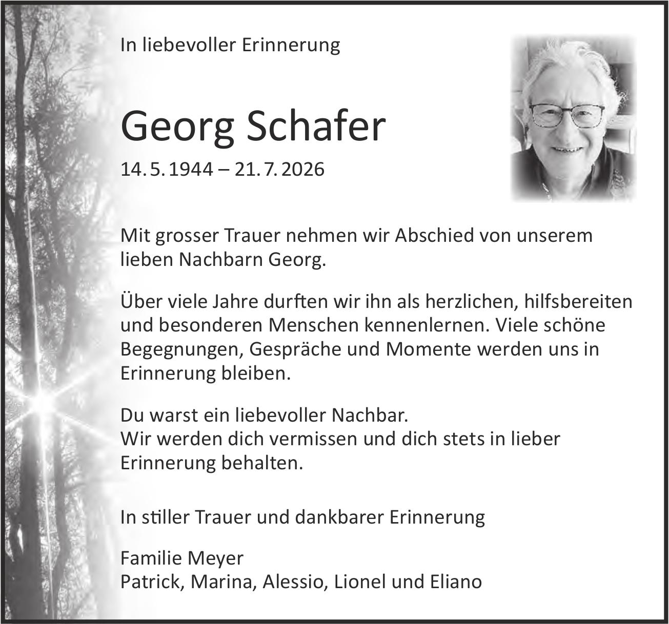 Schafer Georg, Juli 2026 / TA