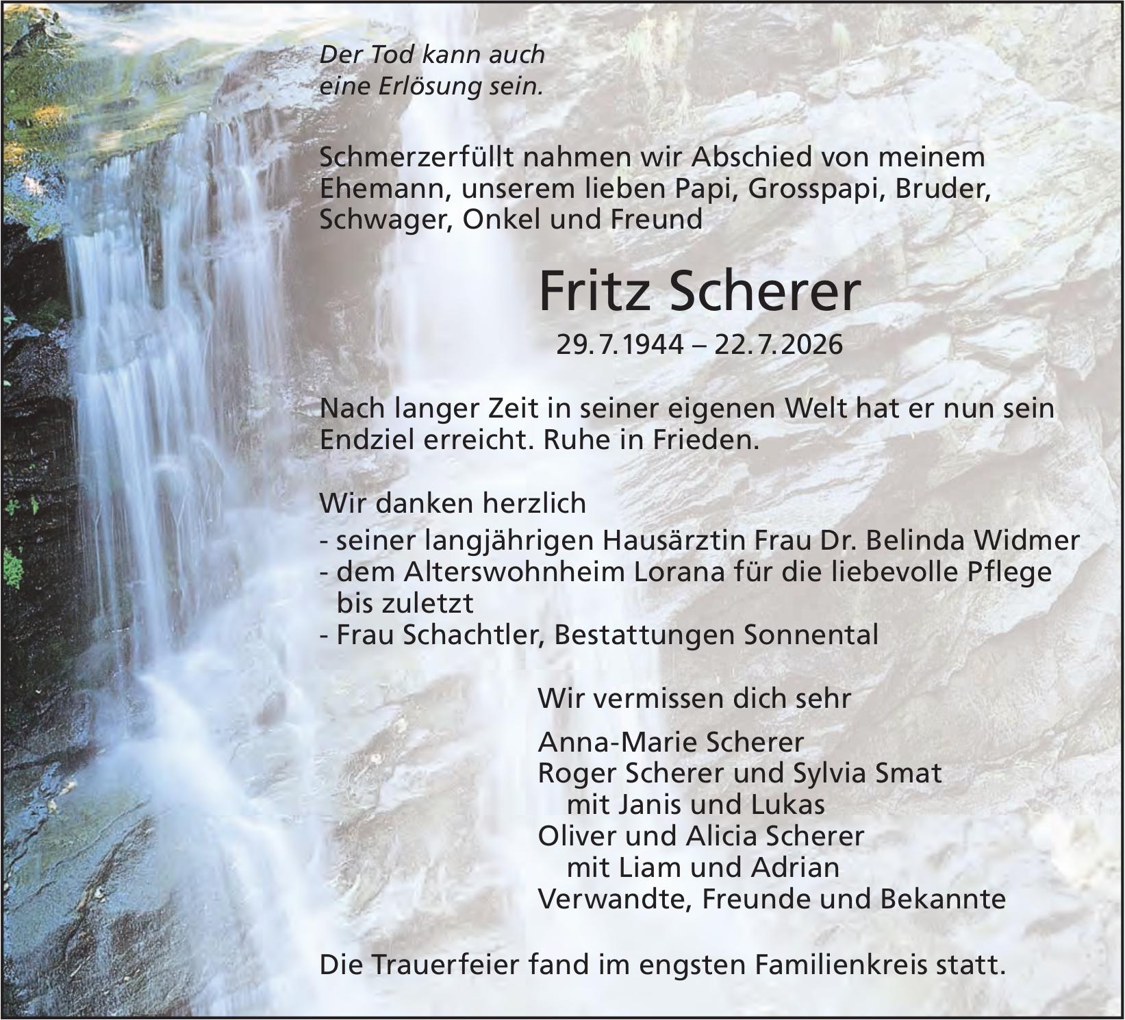 Scherer Fritz, Juli 2026 / TA