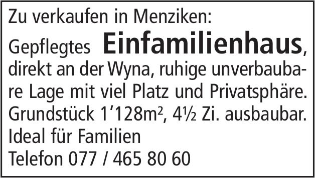 Einfamilienhaus, 4½ Zimmer-Wohnung, Menziken, zu verkaufen