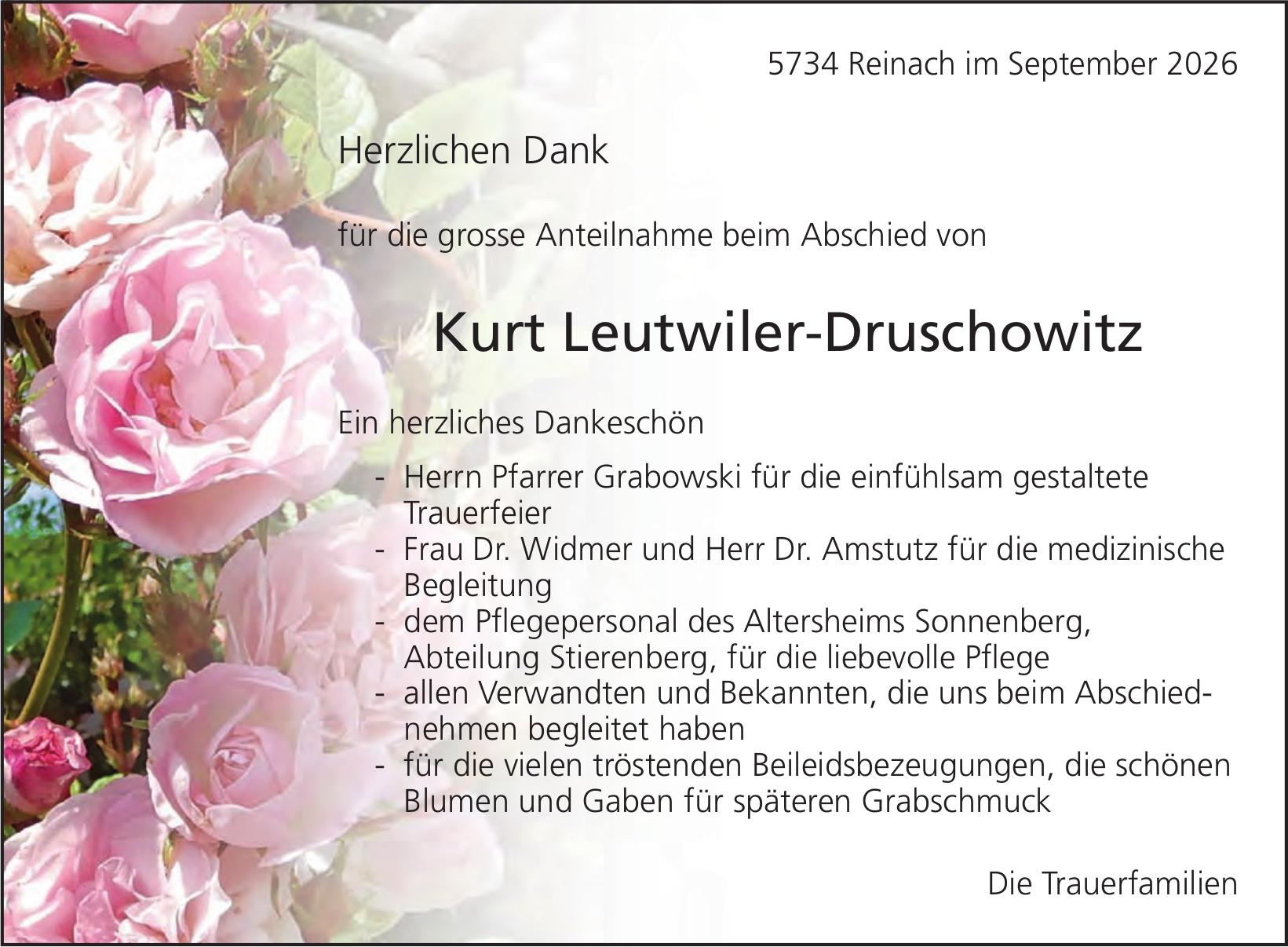 Leutwiler-Druschowitz Kurt, im September 2026 / DS