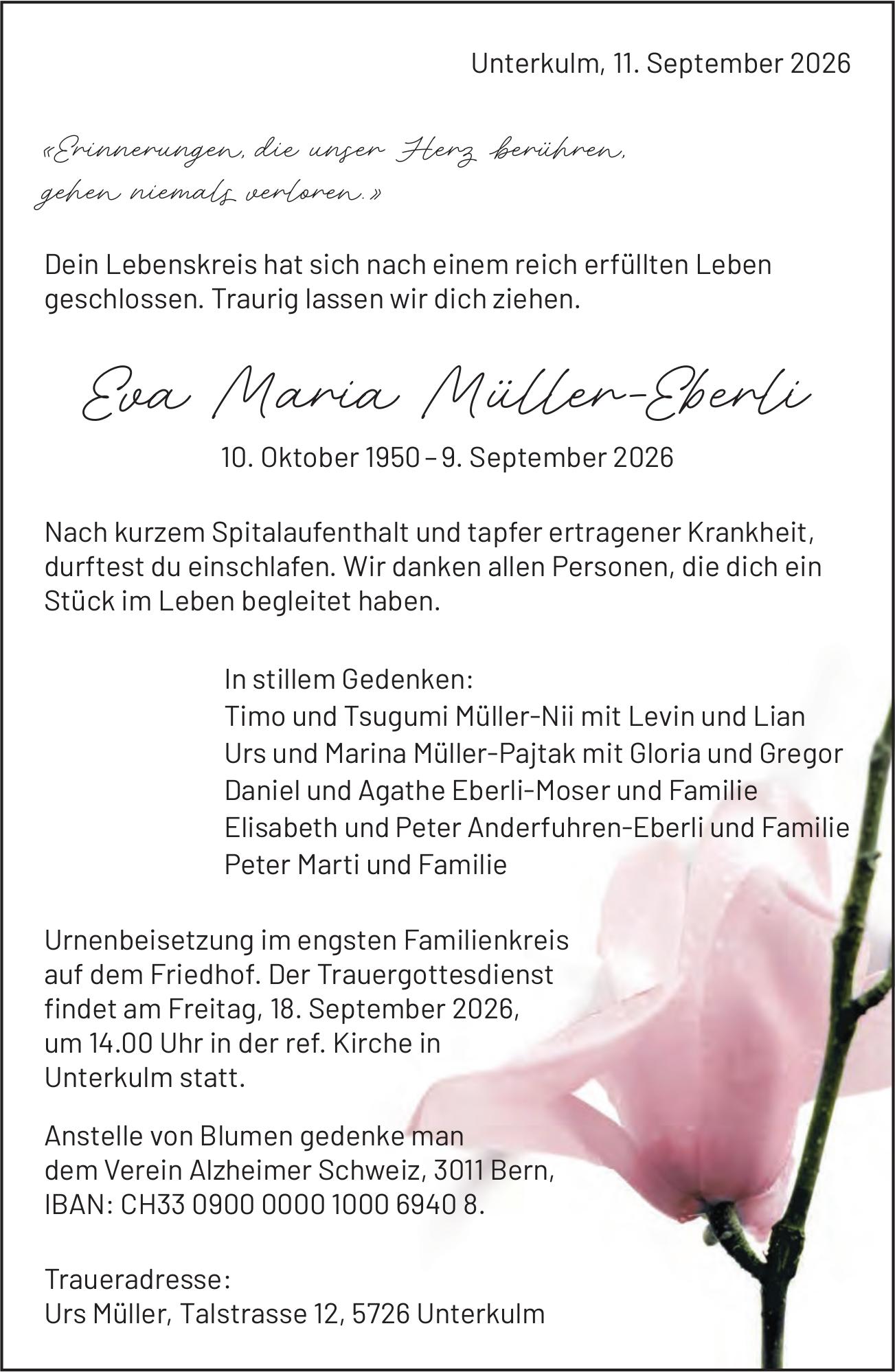 Müller-Eberli Eva Maria, September 2026 / TA