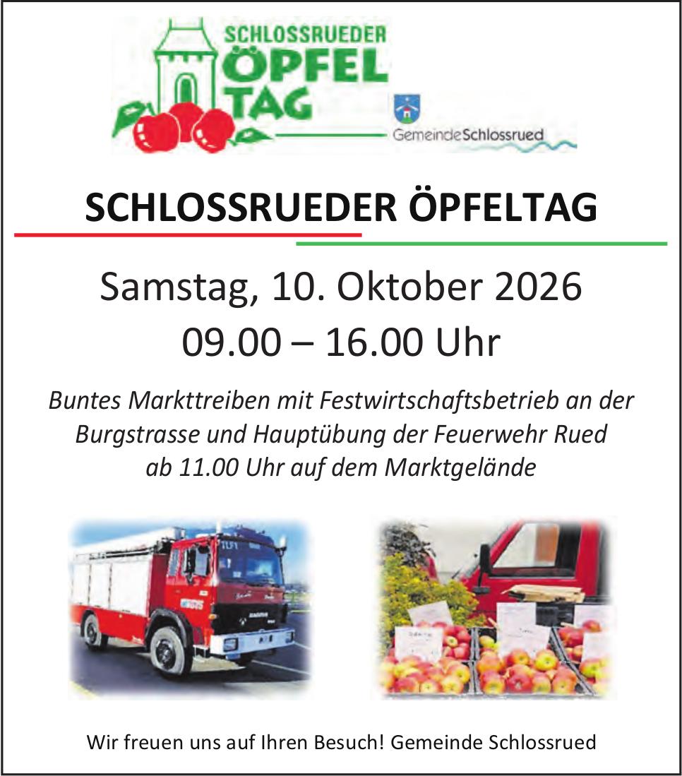 SCHLOSSRUEDER ÖPFELTAG, 10. Oktober