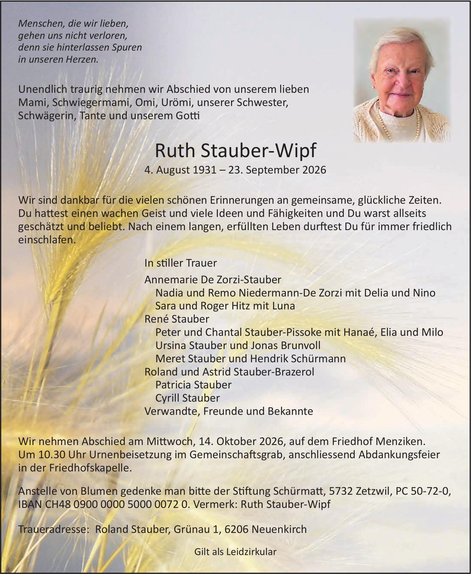 Stauber-Wipf Ruth, September 2026 / TA